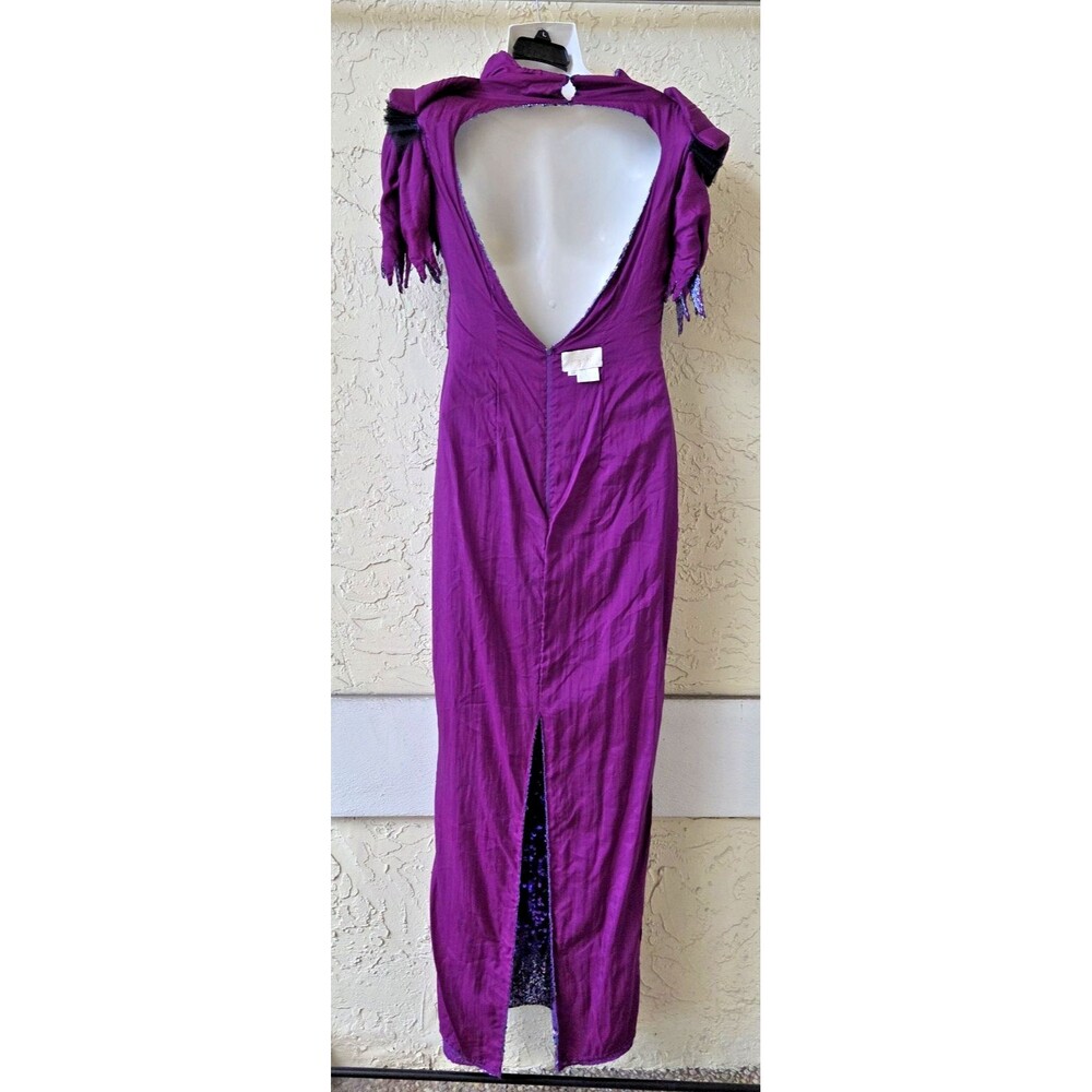 RARE CACHE Vtg 80s Purple Silk Sequin Gown Dress 10 Pageant Dynasty Angel Winged - Picture 6 of 16